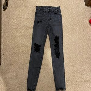 Washed black, skinny jeans from American eagle size 00